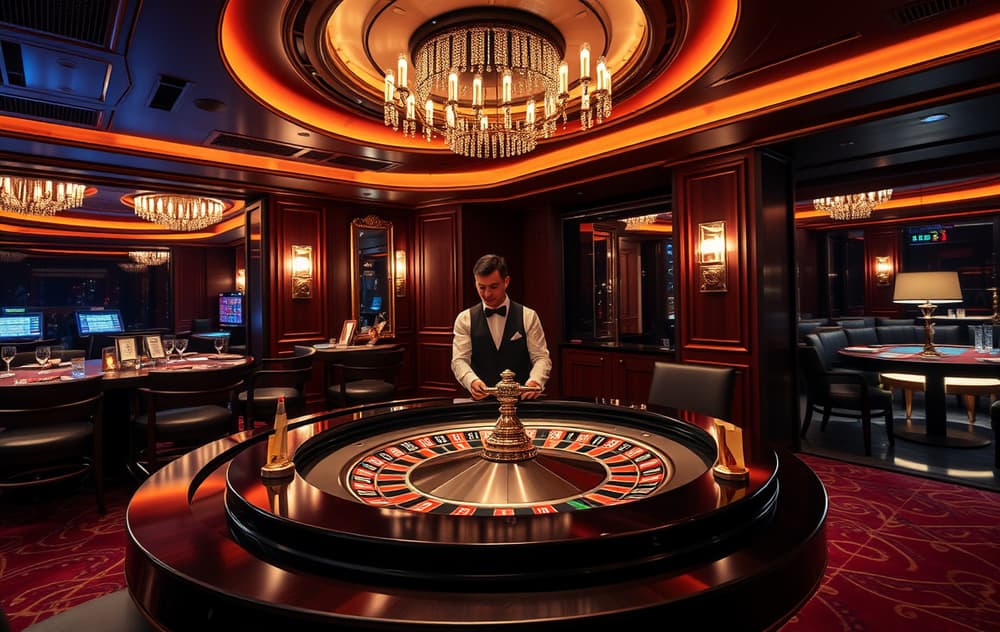 VIP-område på et nettcasino med personlig vert og roulettebord