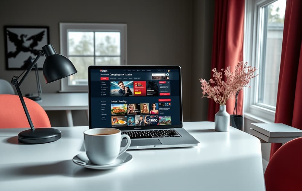 Sammenligning av norske spillselskaper på laptop i norsk hjemmekontor